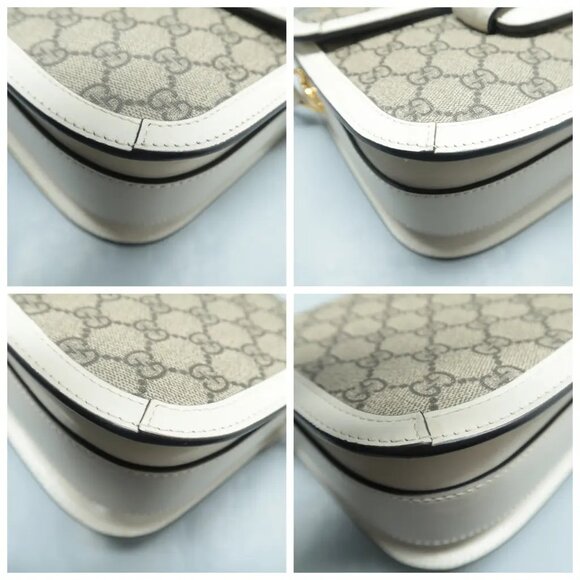 100% Authentic GUCCI Horsebit 1955 Brown Canvas Shoulder Bag 1627-11824 - Picture 6 of 12